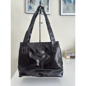 Nine & Co by Nine West‎ Brown Faux Leather Shoulder Tote Bag Double Strap